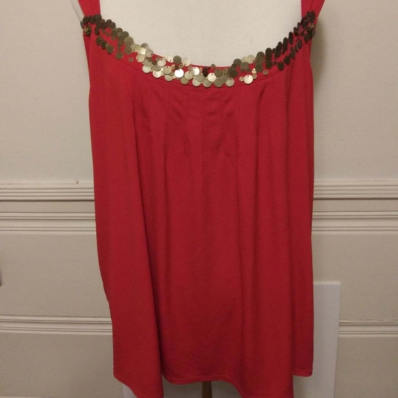 sandra & andre Tops - Sandra & Andre Red Scoop Neck Sleeveless Blouse 3X